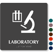 Laboratory TactileTouch Braille Sign with Microscope Room Symbol