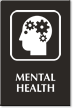 Mental Health Engraved Sign with Head Gears Symbol