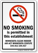 No Smoking Is Permitted This Establishment Sign