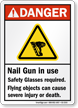 Nail Gun In Use ANSI Danger Sign