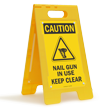 Nail Gun In Use Keep Clear Caution Floor Sign