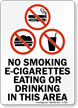 No Smoking E-Cigarettes Eating Or Drinking Area Sign