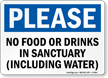 No Food Drinks In Sanctuary Please Sign