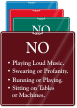 No Playing Loud Music Sign