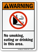 ANSI Warning No Smoking, Eating or Drinking Sign