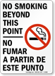 No Smoking Beyond This Point Bilingual Sign