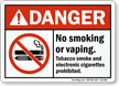 No Smoking Vaping Tobacco Smoke E Cigarettes Prohibited Sign