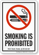 North Dakota Smoking Is Prohibited No Smoking Sign