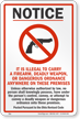 Ohio It Is Illegal To Carry A Firearm Sign
