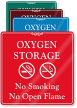 Oxygen Storage, No Smoking ShowCase Wall Sign