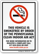 This Vehicle Is Smokefree By Order Sign