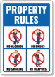 Property Rules: No Alcohol, No Drugs, No Smoking, No Weapons
