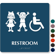 Restroom Braille Sign With Boy Girl And ISA Symbols