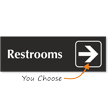 Restrooms Engraved Arrow Sign