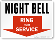 Night Bell - Ring For Service Sign