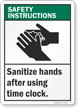 Sanitize Hands After Using Time Clock Sign