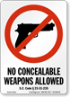 South Carolina Firearms And Weapons Law Sign