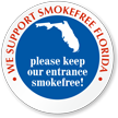 We Support SmokeFree Florida Window Decal
