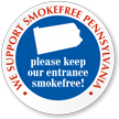 We Support SmokeFree Pennsylvania Window Decal