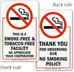 Smoke Free Tobacco Free Facility Sign