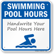 Swimming Pool Hours Blank Write On Sign
