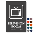 Television Room Symbol TactileTouch™ Sign with Braille
