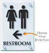 Unisex Restroom With Arrow ClearBoss Sign