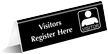 Visitors Register Here, Engraved OfficePal Tabletop Sign