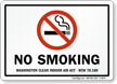 No Smoking Washington Indoor Air Act Sign