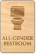 All Gender Wooden Restroom Sign