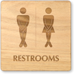Cross Legs Unisex Wooden Restroom Sign