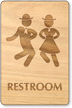 Dancing Men And Women Unisex Wooden Restroom Sign