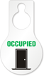 Occupied with Door Graphic Pear Shape Hanger Tag