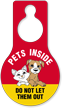 Pets Inside Plastic Door Hang Tag