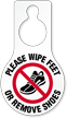 Wipe Feet Or Remove Shoes Hang Tag