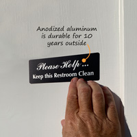 Metal keep this restroom clean sign lasts 10 years outside