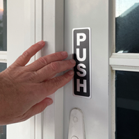 Pull/Push, DiamondPlate™ Anodized Door Signs