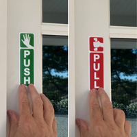 Pull Push Sign on a Door