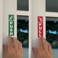 Push Pull Signs on a  Door