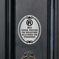Gun-Free Zone: Diamondplate Door Sign