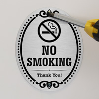 No Smoking Symbol Door Sign with Diamondplate