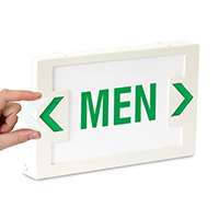 LED Exit Sign with Battery Backup: Men - Green with Battery Backup