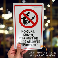 No weapons drugs allowed on property decal