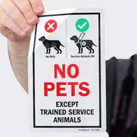No Pets Except Service Animals Decal