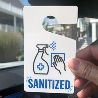 Sanitized hang tag for mirror