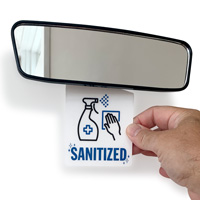Sanitized hang tag for mirror