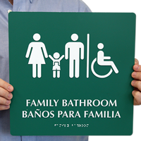 Family Tactile Touch Braille Bilingual Engraved Door Signs