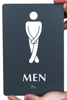 Cross legged Men's Bathroom Humor Signs