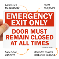 Fire Emergency Exit Door Closed Sign