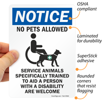 Service Animals Welcome Sign
